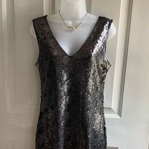 Express Silver/Dark Gray/Black Sequin Dress